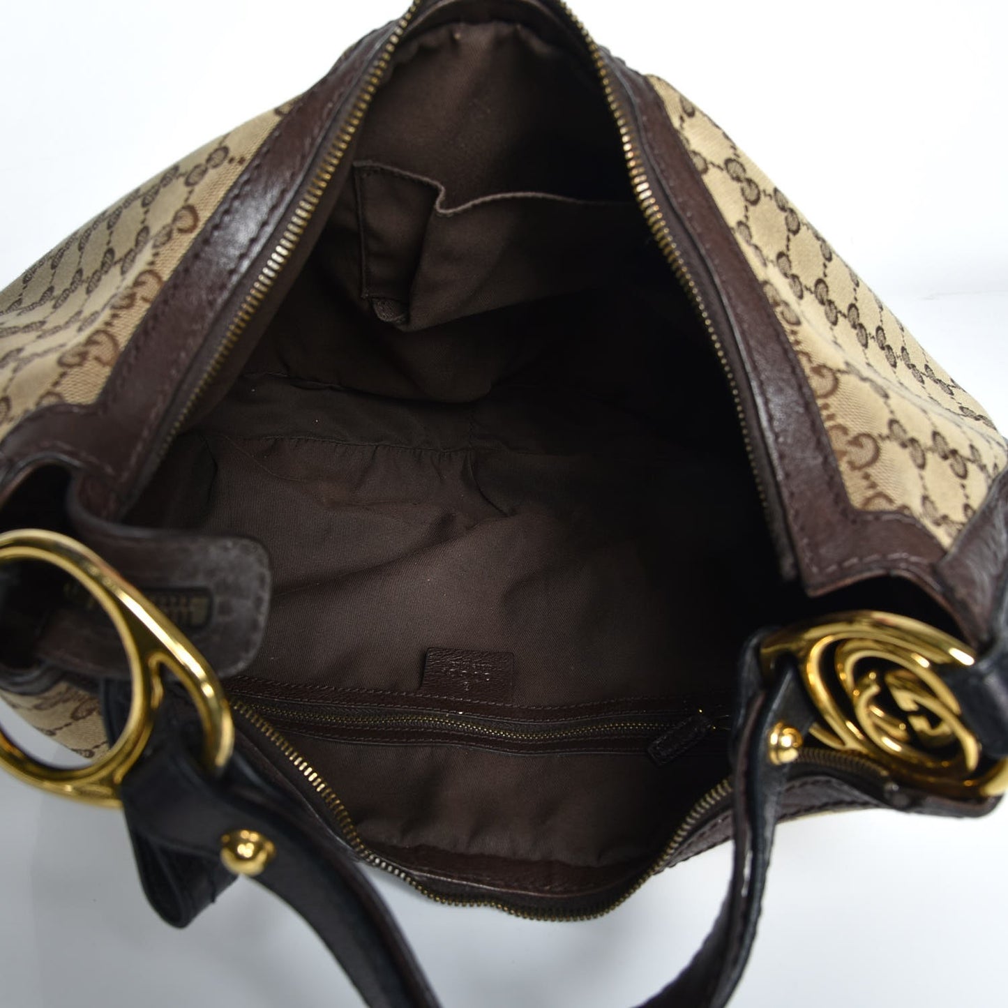 Monogram Medium Interlocking Hobo Dark Brown