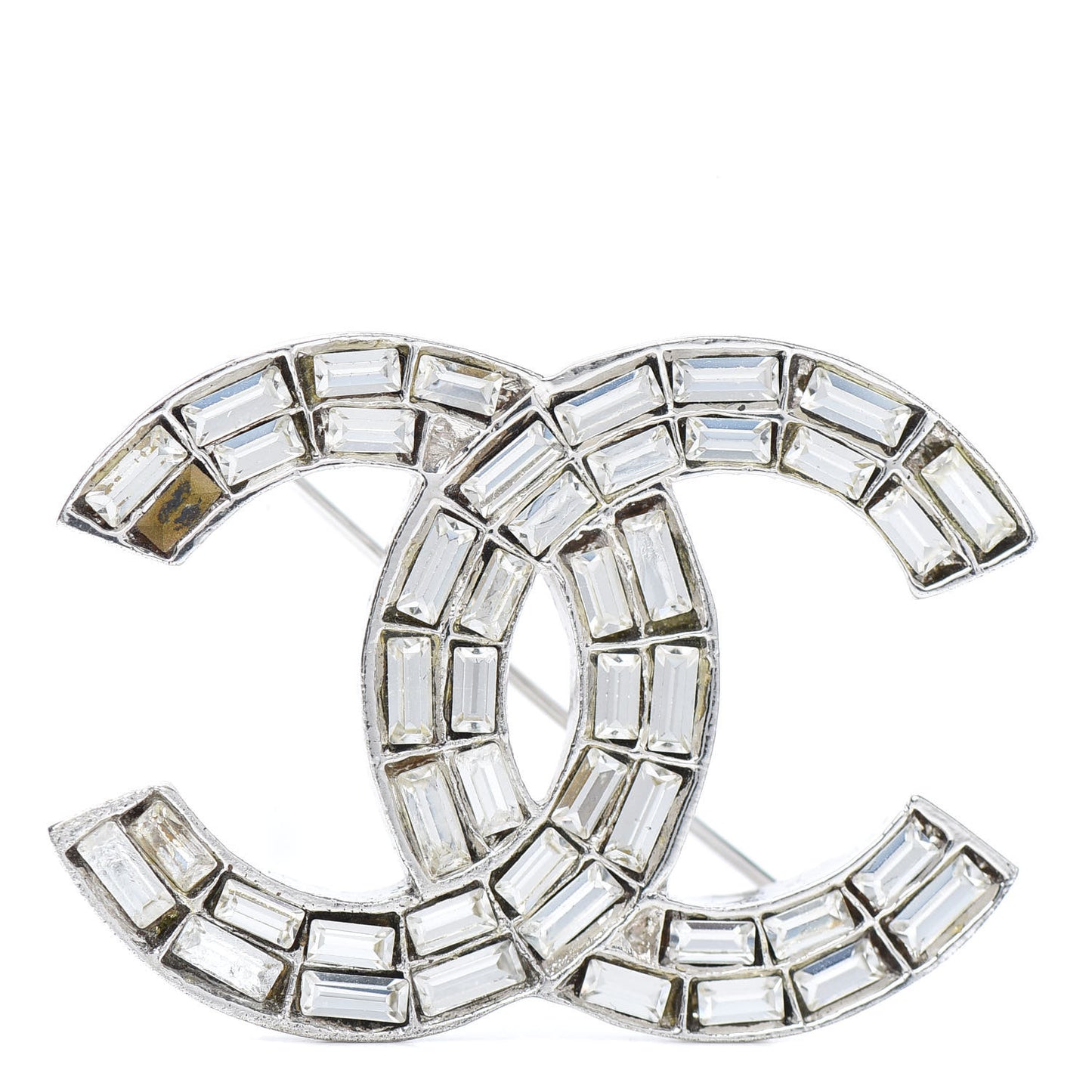 Baguette Crystal CC Brooch Silver