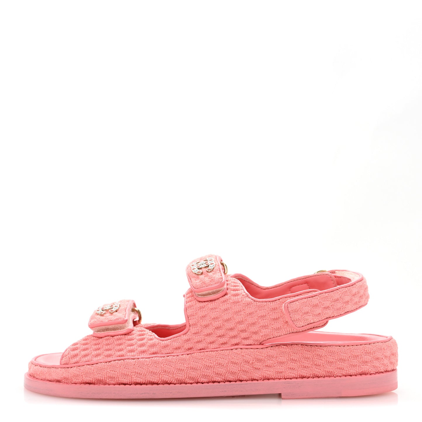 Knit Fabric Velcro Dad Sandals 38 Coral