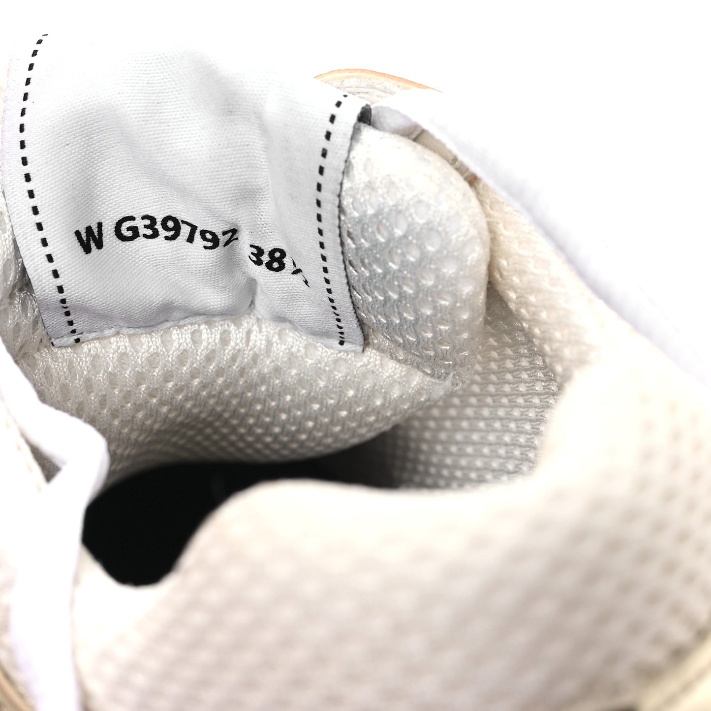 Fabric Laminated Calfskin Stretch CC Womens Sneakers 38.5 White Gold Silver