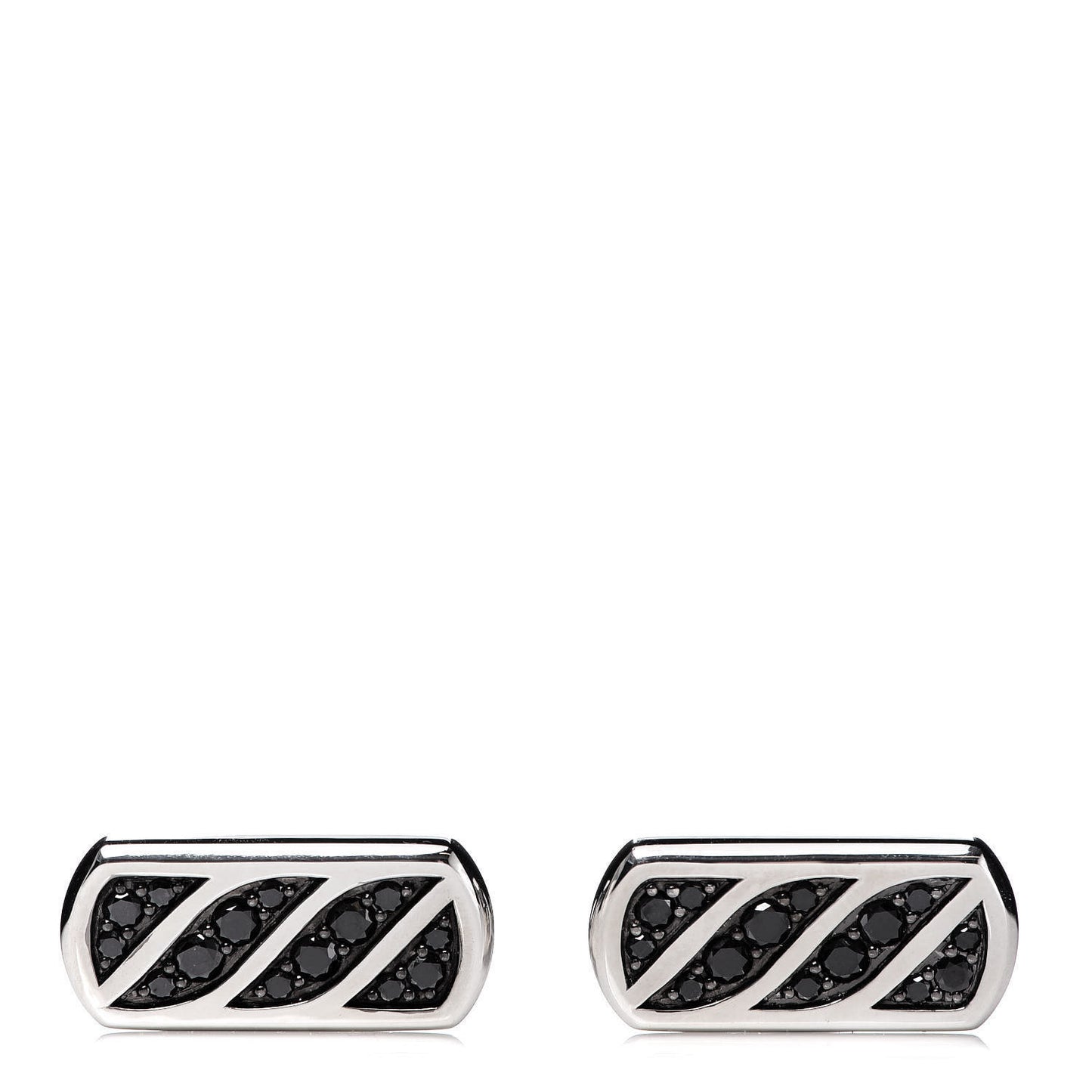 Sterling Silver Black Diamond Graphic Cable Cufflinks