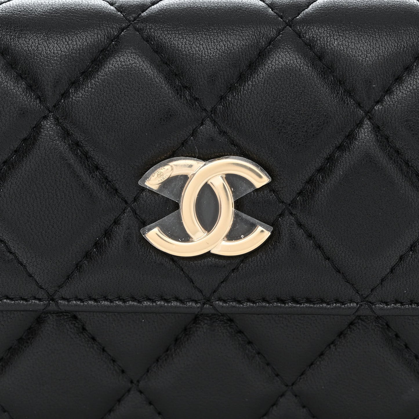 Shiny Lambskin Ribbon Quilted Flap Belt Bag Black