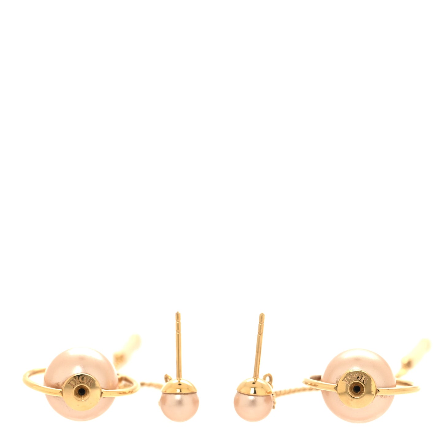 Pearl Tribales Dangle Chain Earrings Pink Gold