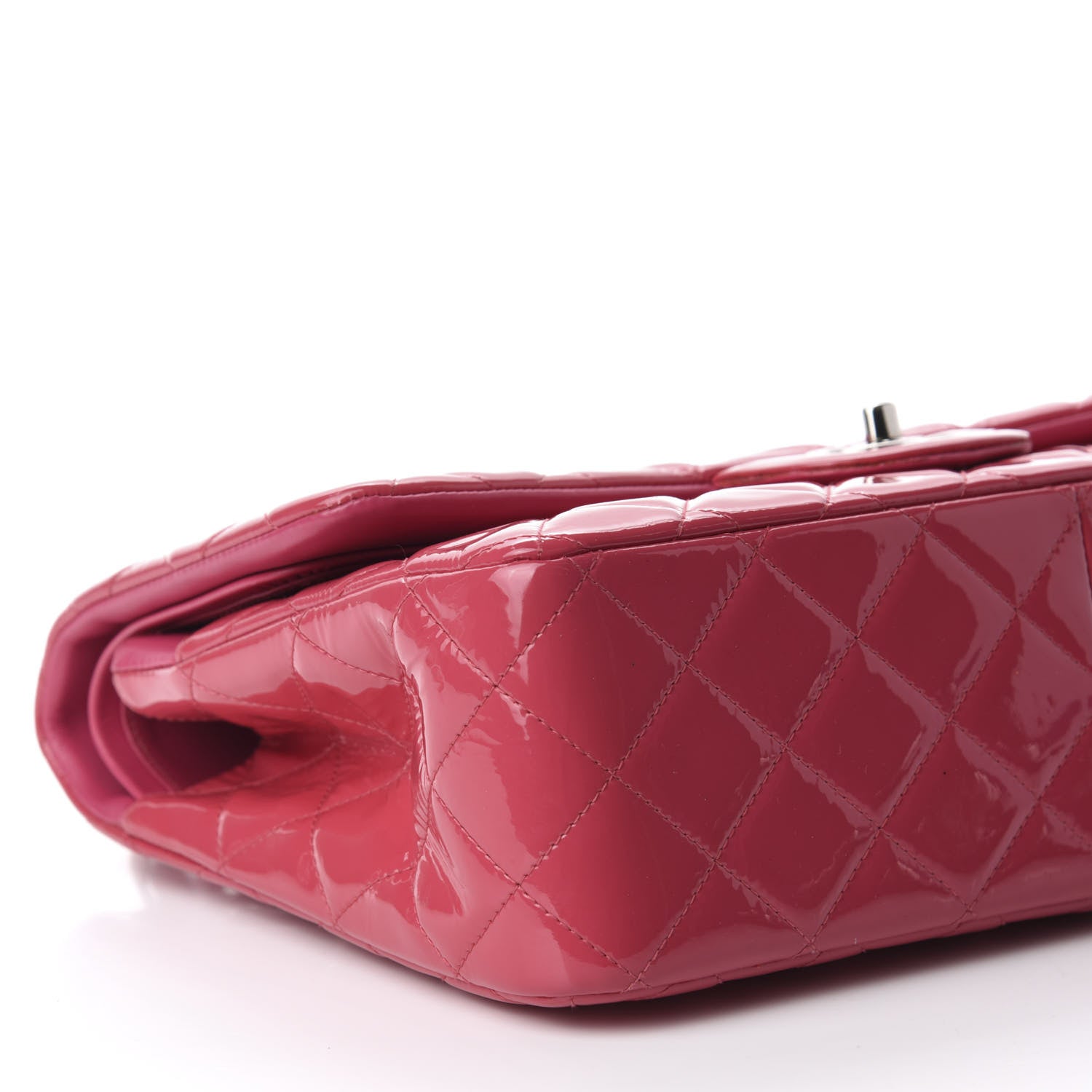 Chanel Patent Quilted Jumbo Double Flap Pink 6 of 14