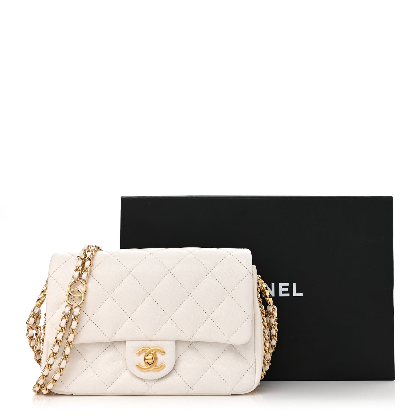 Caviar Quilted Mini CC You Flap White