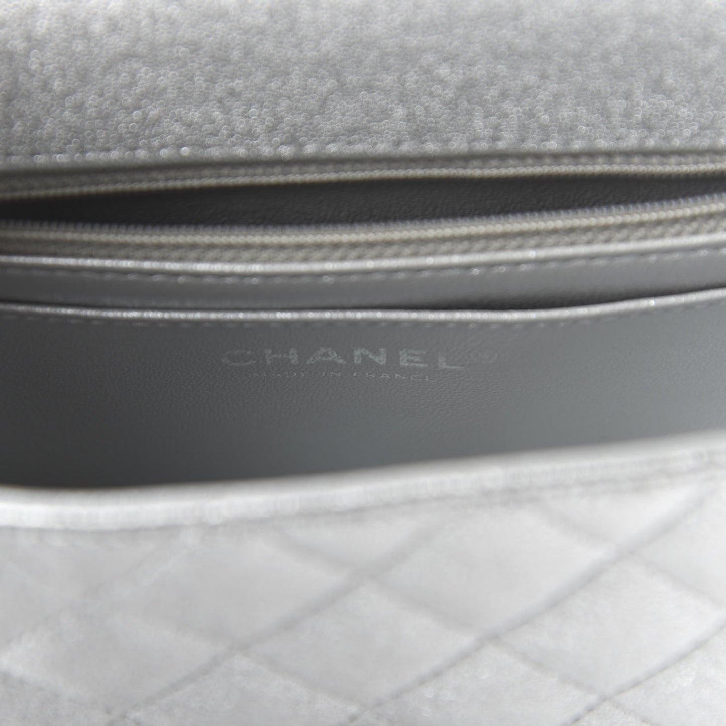Metallic Lambskin Quilted Mini Rectangular Flap Silver