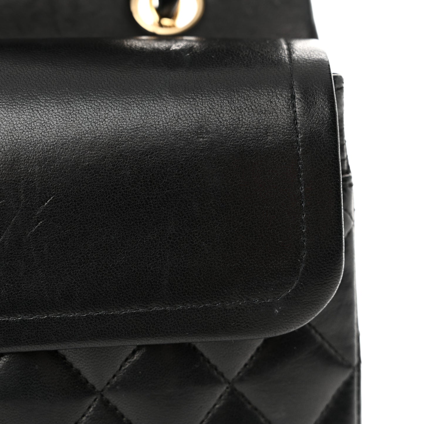 Lambskin Quilted Medium Double Flap Black