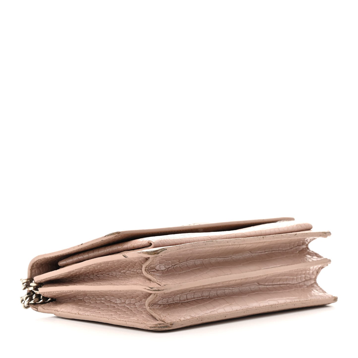 Calfskin Crocodile Embossed Medium Monogram Sunset Rose Antic