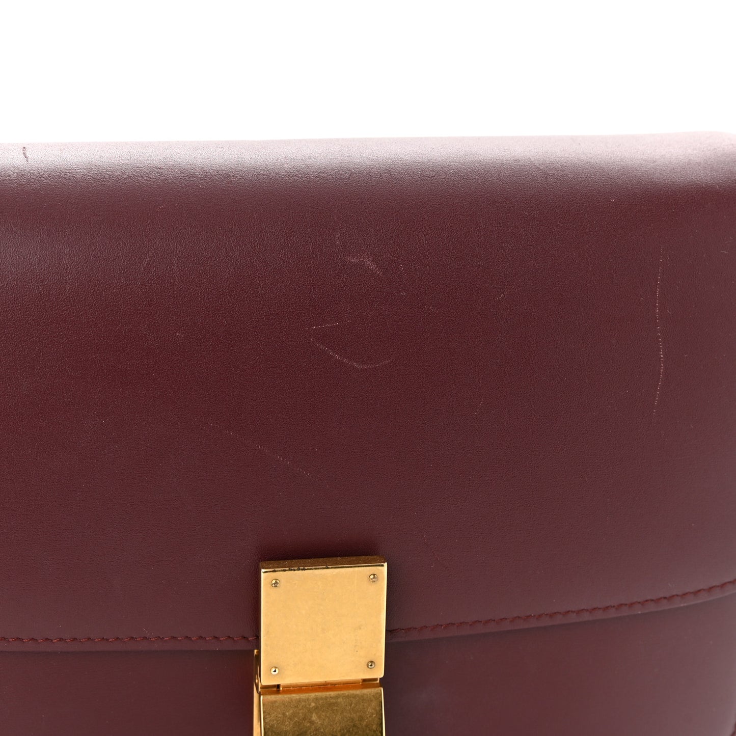 Box Calfskin Medium Classic Box Flap Bag Burgundy