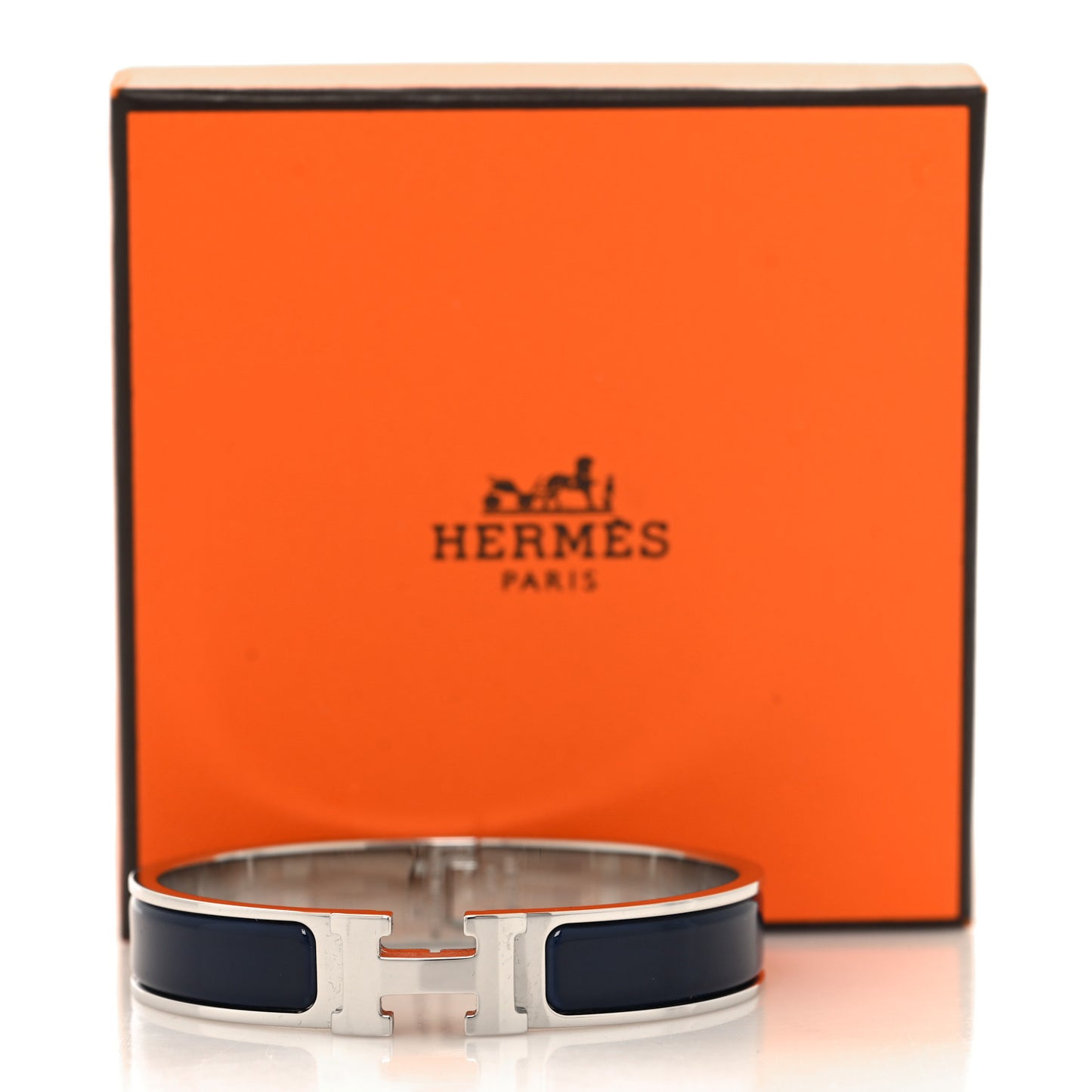 Narrow Enamel Clic Clac H Bracelet GM Bleu Abysse