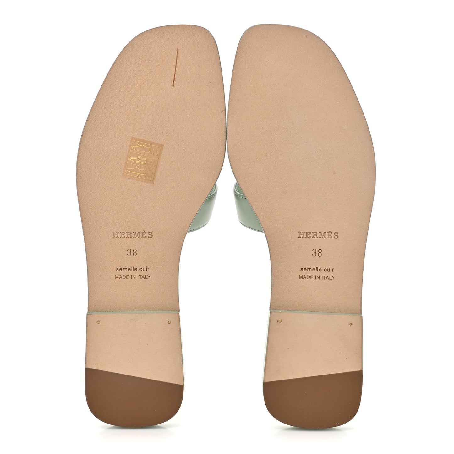 Calfskin Oran Sandals 38 Vert D'eau