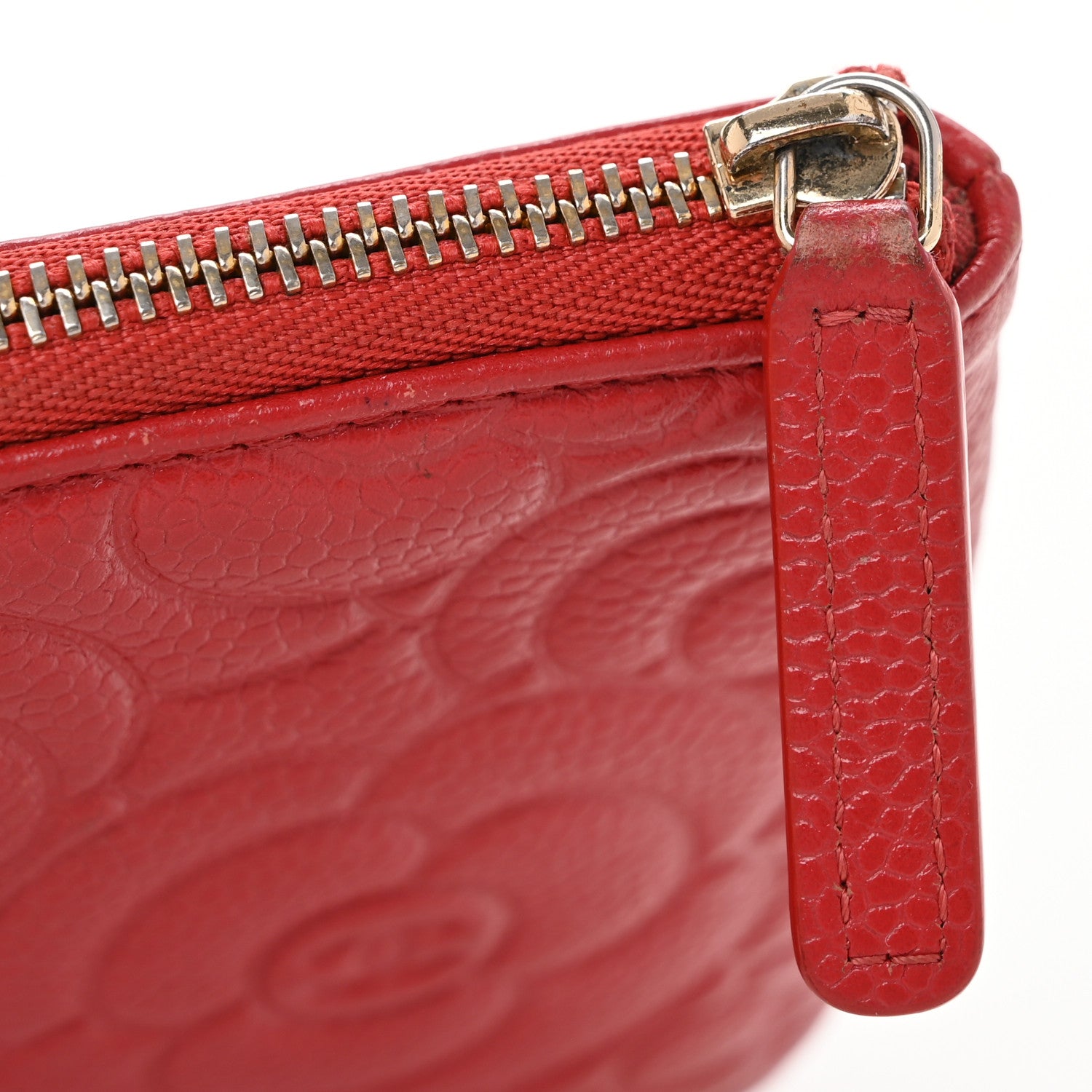 Chanel Caviar Camellia Embossed Cosmetic Pouch Red 9 of 10