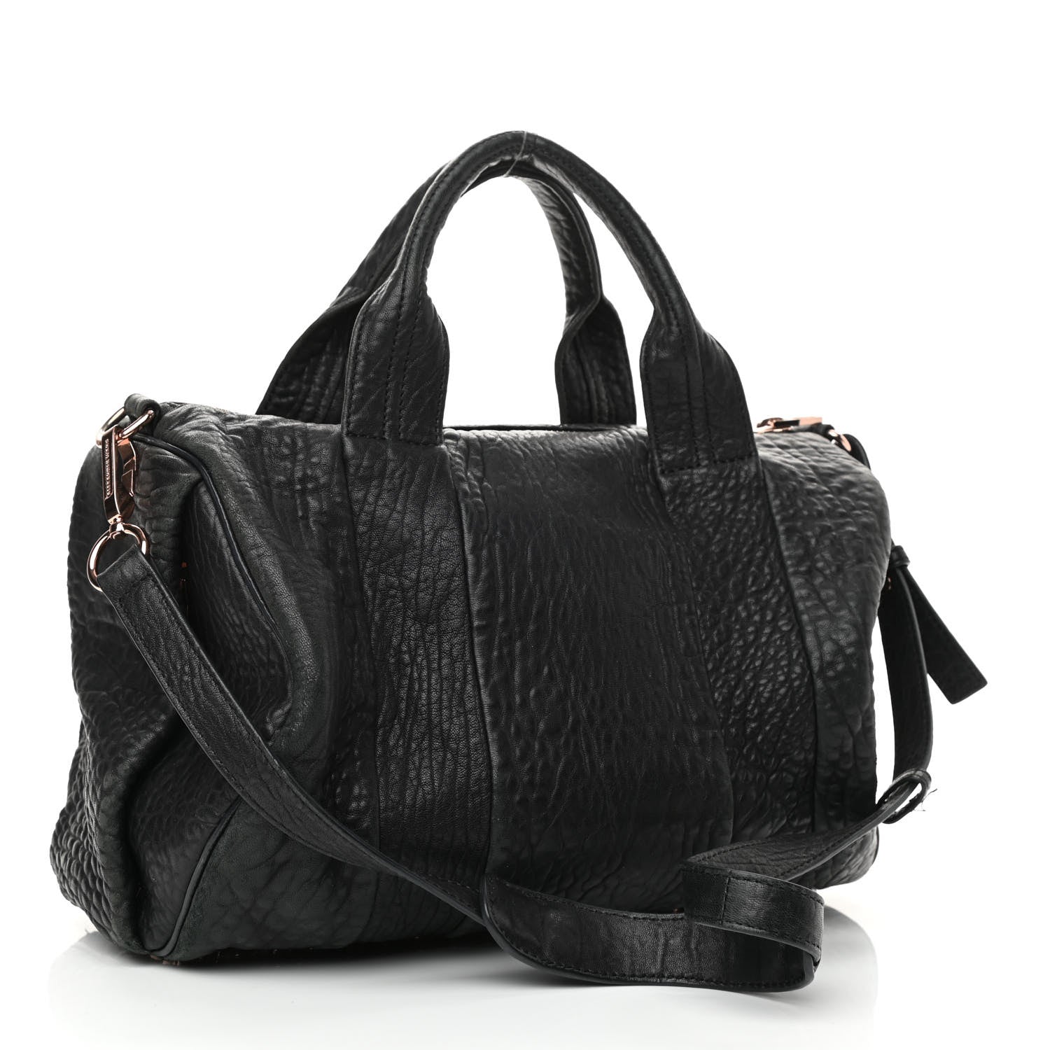 Alexander Wang Pebbled Lambskin Rocco Black Rose Gold Hardware 3 of 13