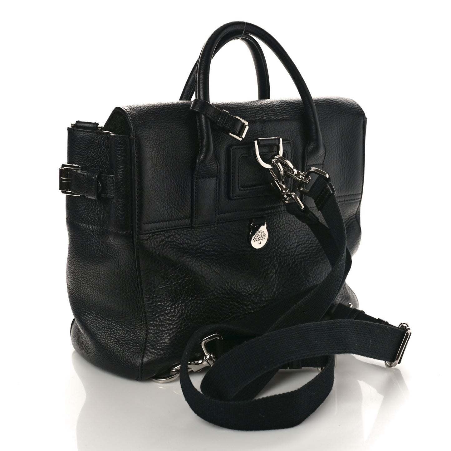 Natural Leather Cara Delevingne Convertible Satchel Black