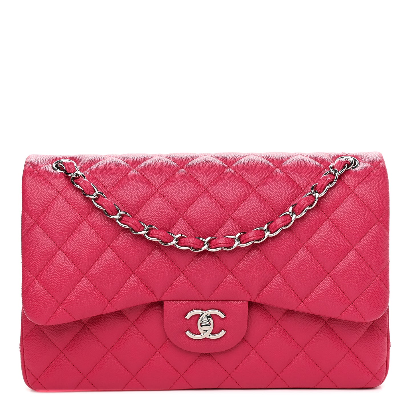Caviar Quilted Jumbo Double Flap Dark Pink