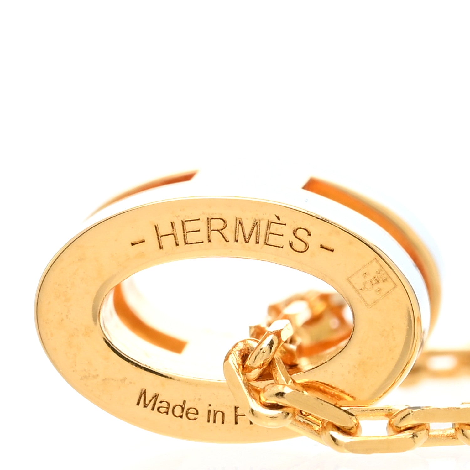 Hermes Lacquered Gold Mini Pop H Pendant Necklace Celeste 5 of 5