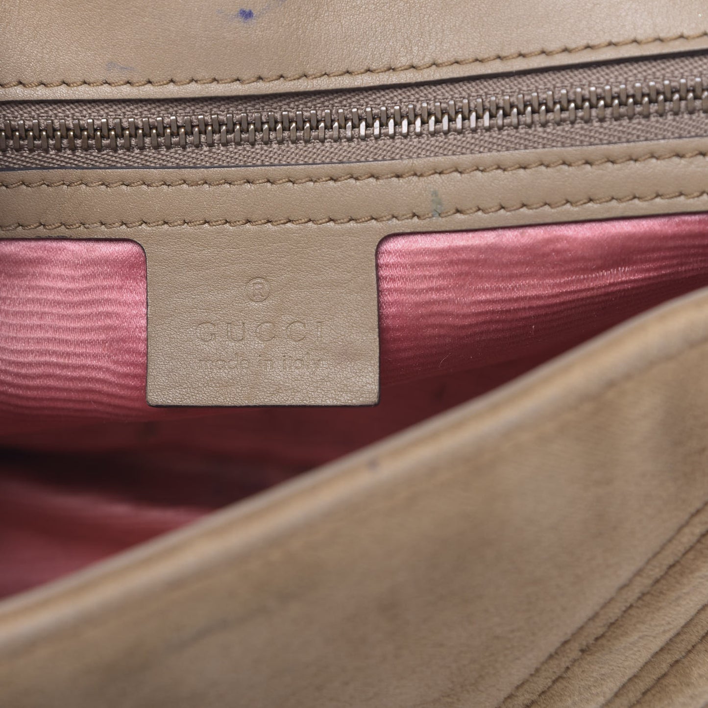 Velvet Matelasse Small GG Marmont Shoulder Bag Taupe