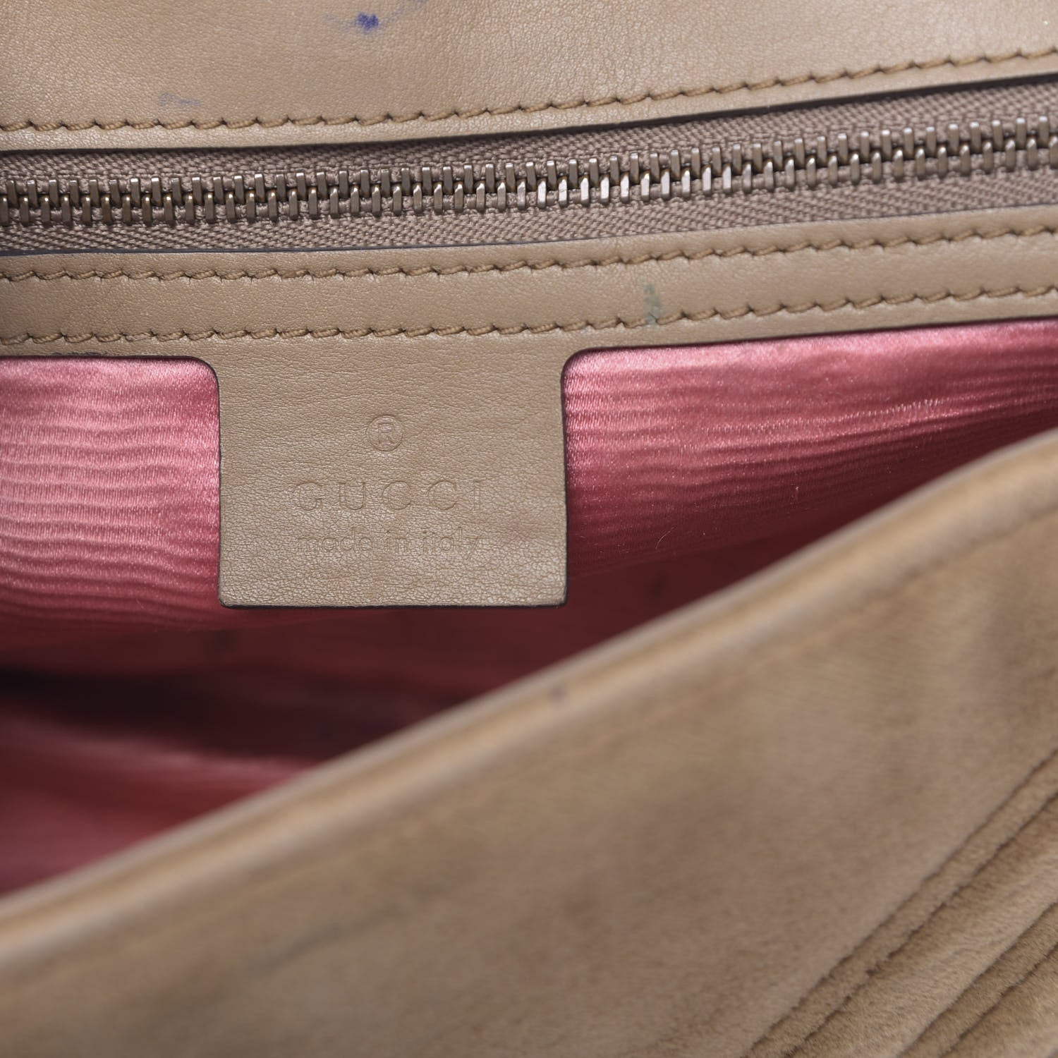 Gucci Velvet Matelasse Small GG Marmont Shoulder Bag Taupe 6 of 29