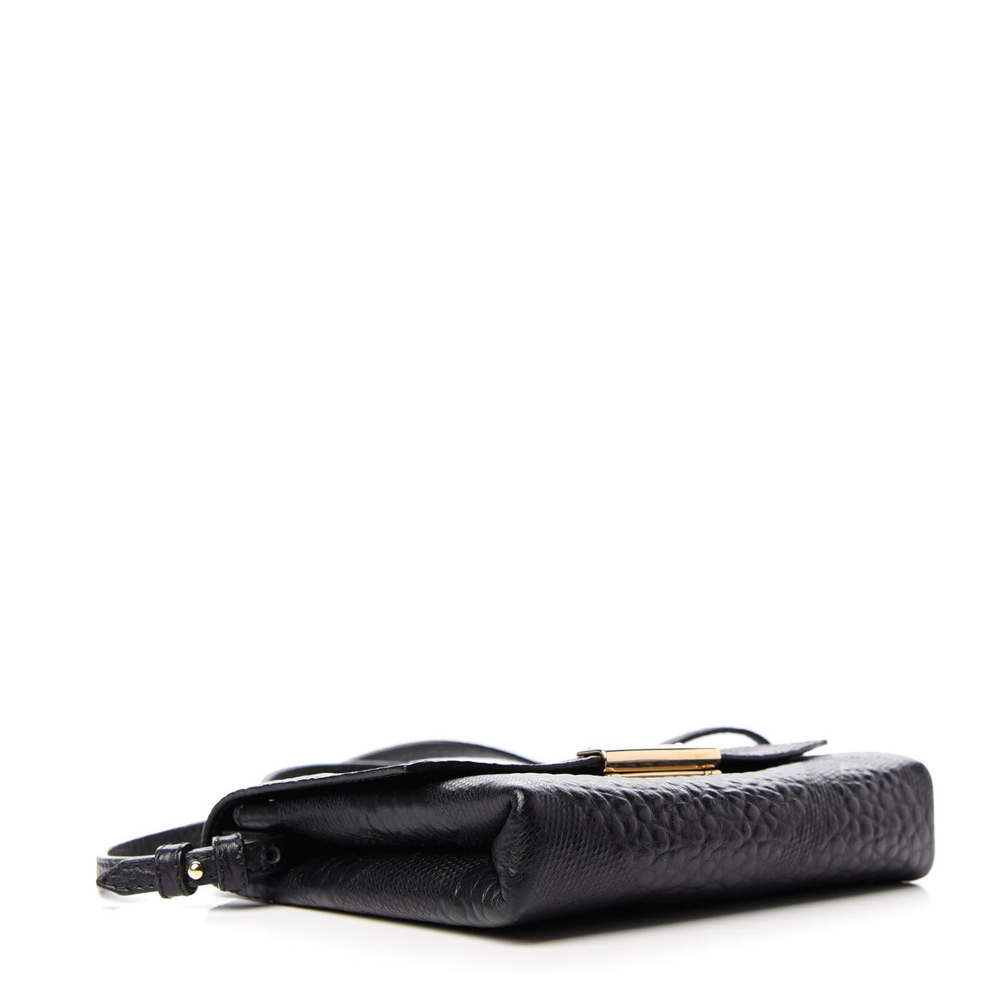 Signature Grain Calfskin Check Embossed Langley Crossbody Black