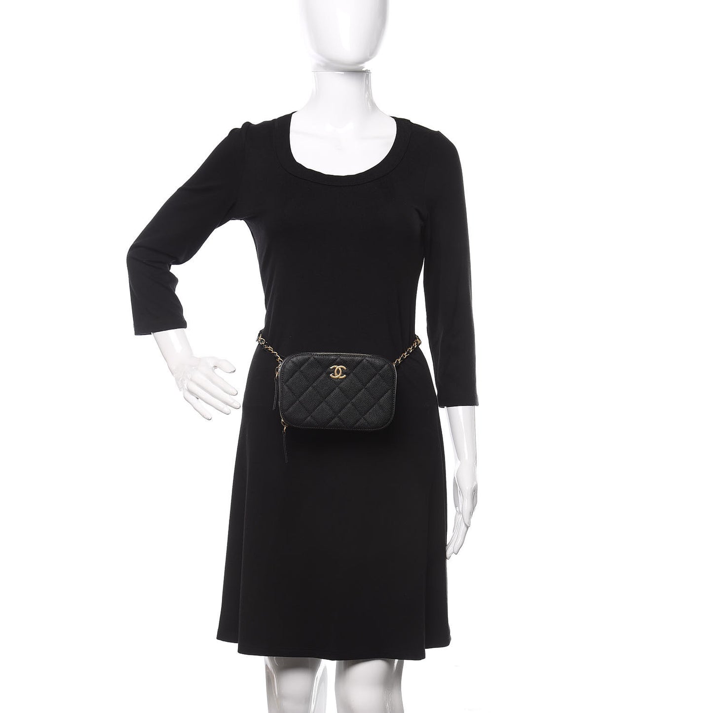Caviar Quilted Waist Bag Black