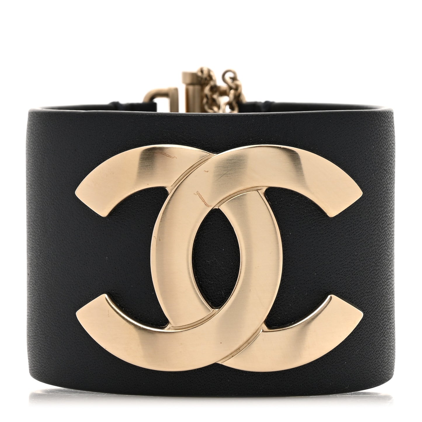 Calfskin CC Wide Cuff S Black Gold
