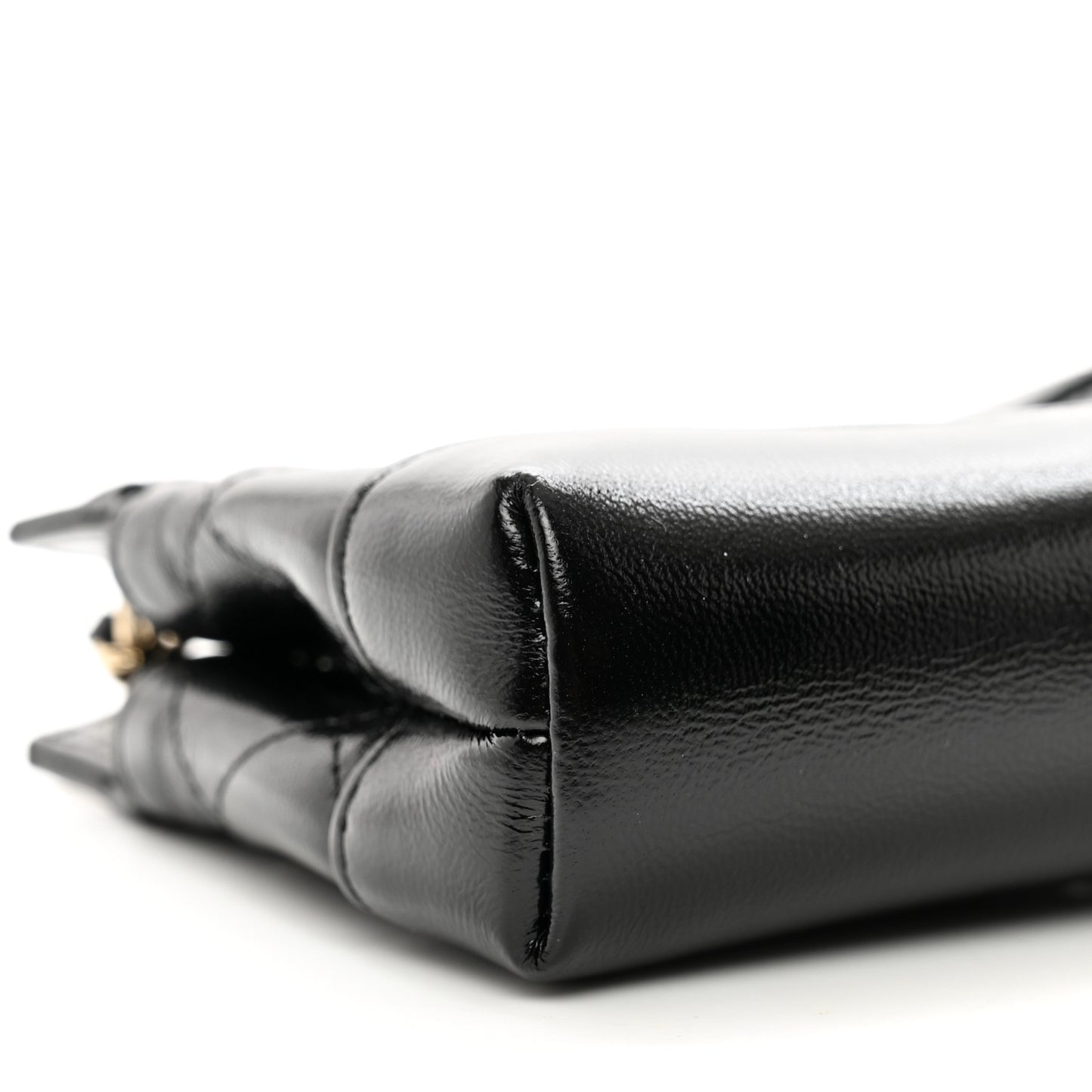 Shiny Lambskin Quilted Micro 31 Clutch With Chain Black