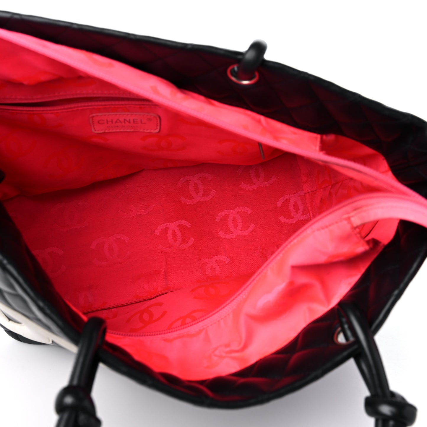 Calfskin Quilted Large Cambon Tote Black White