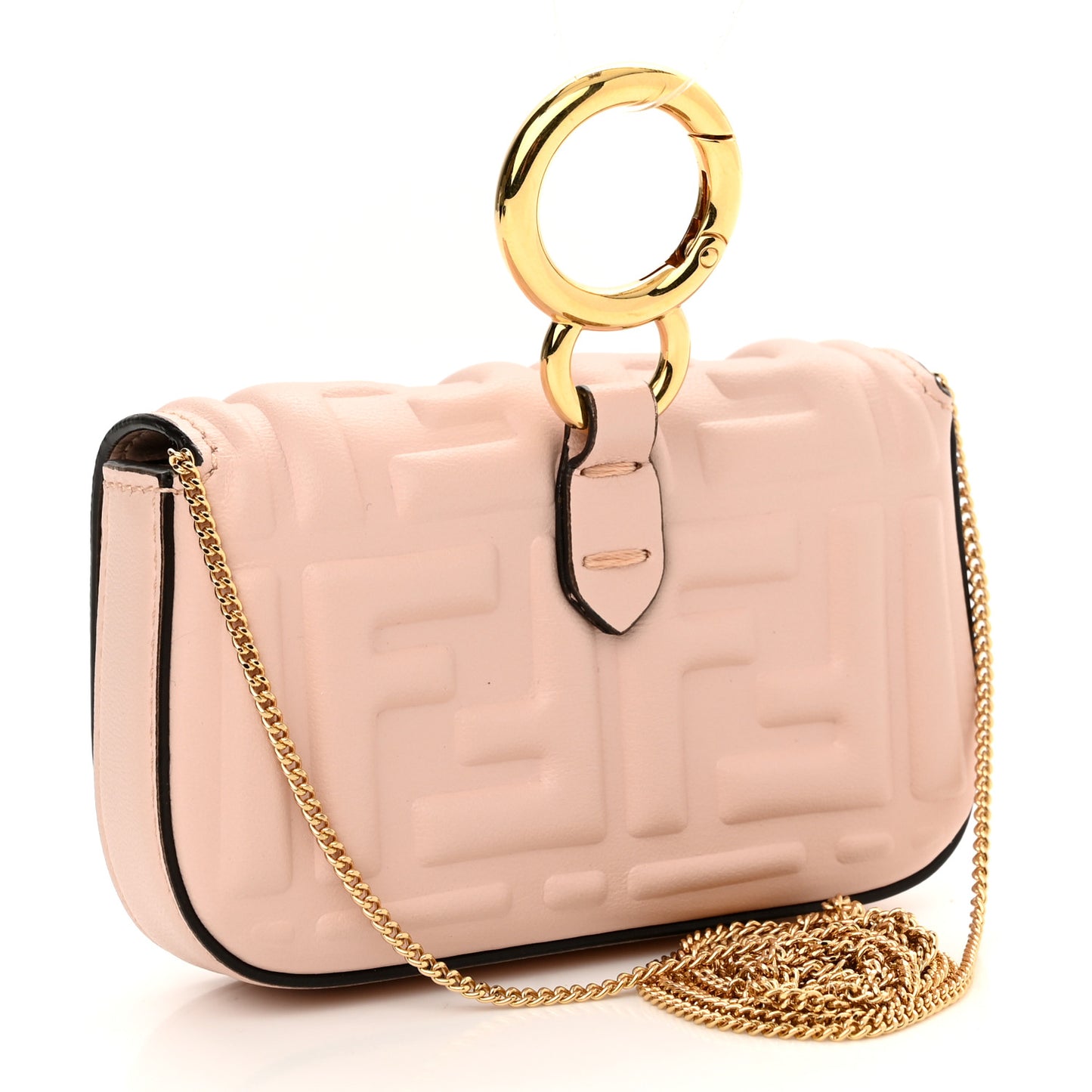 Nappa Matisse FF Embossed Nano Baguette Charm Rosa Quarzo