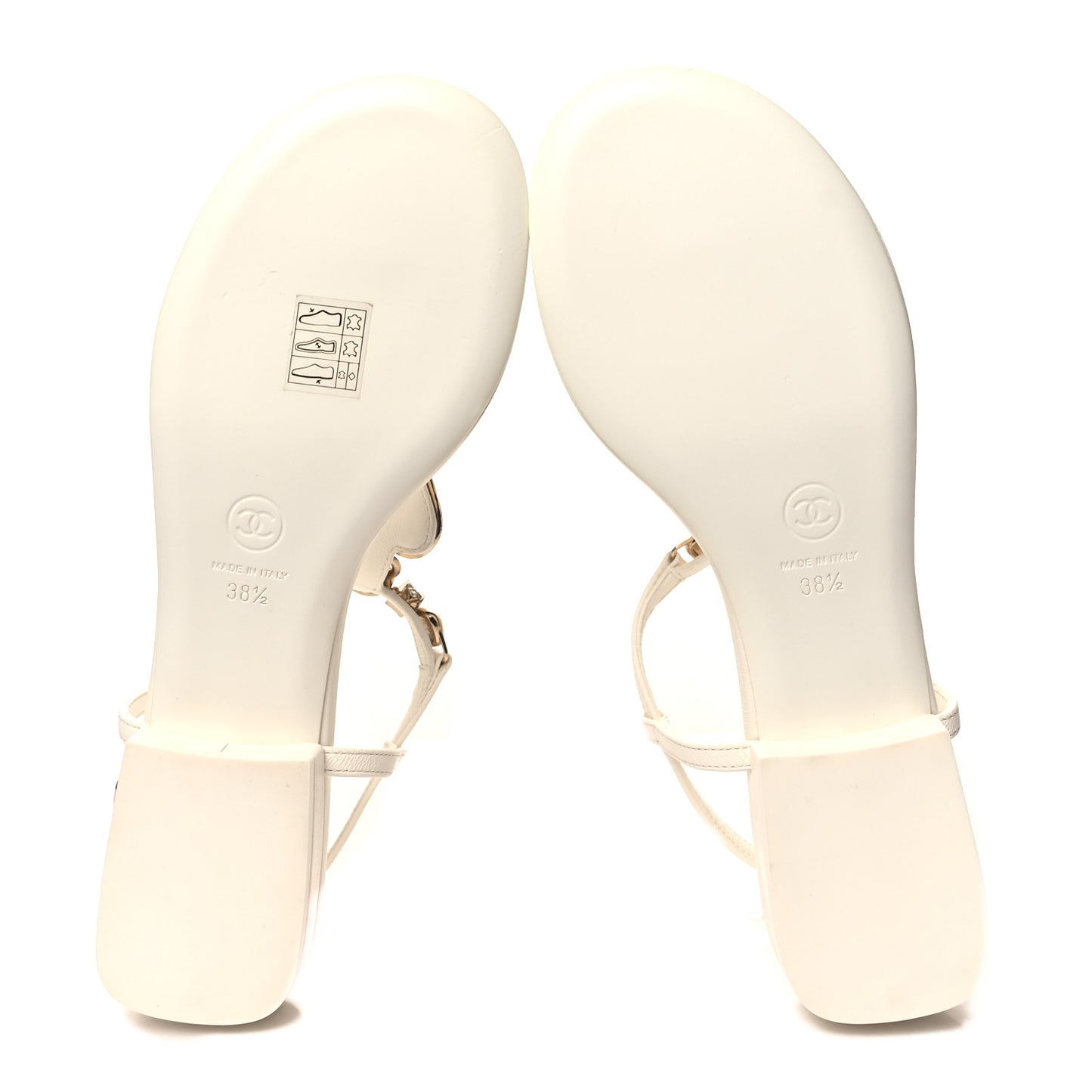 Lambskin Metal Heart Thong Sandals 38.5 White