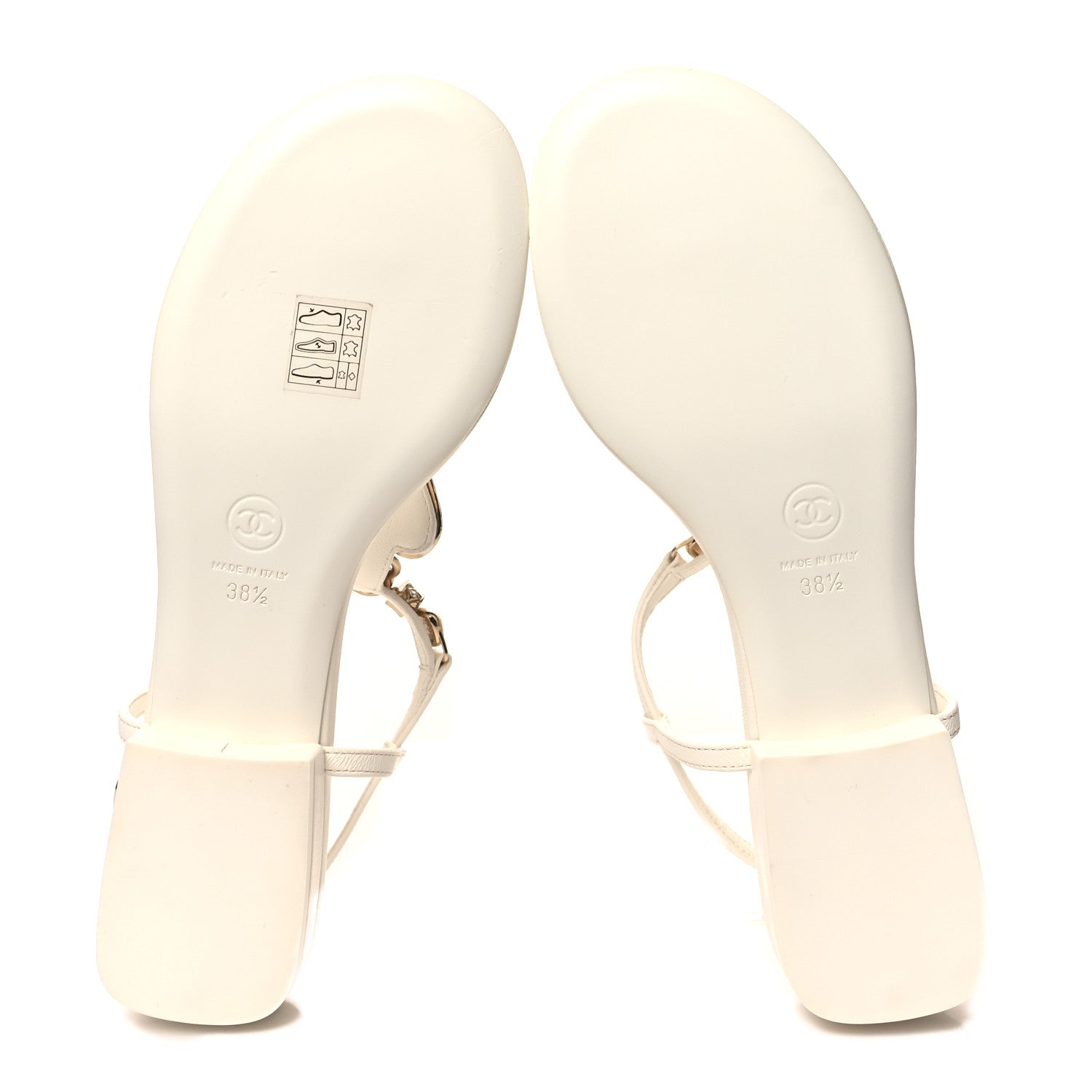 Chanel Lambskin Metal Heart Thong Sandals 38.5 White 5 of 7