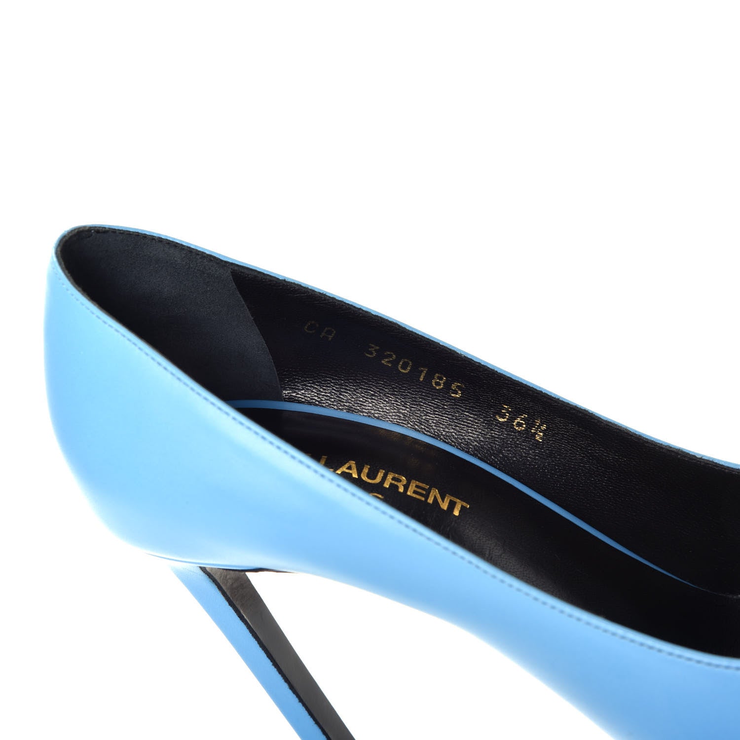 Saint Laurent Calfskin Bi-Color Cap Toe 85 Pumps 36.5 Black Blue 8 of 9