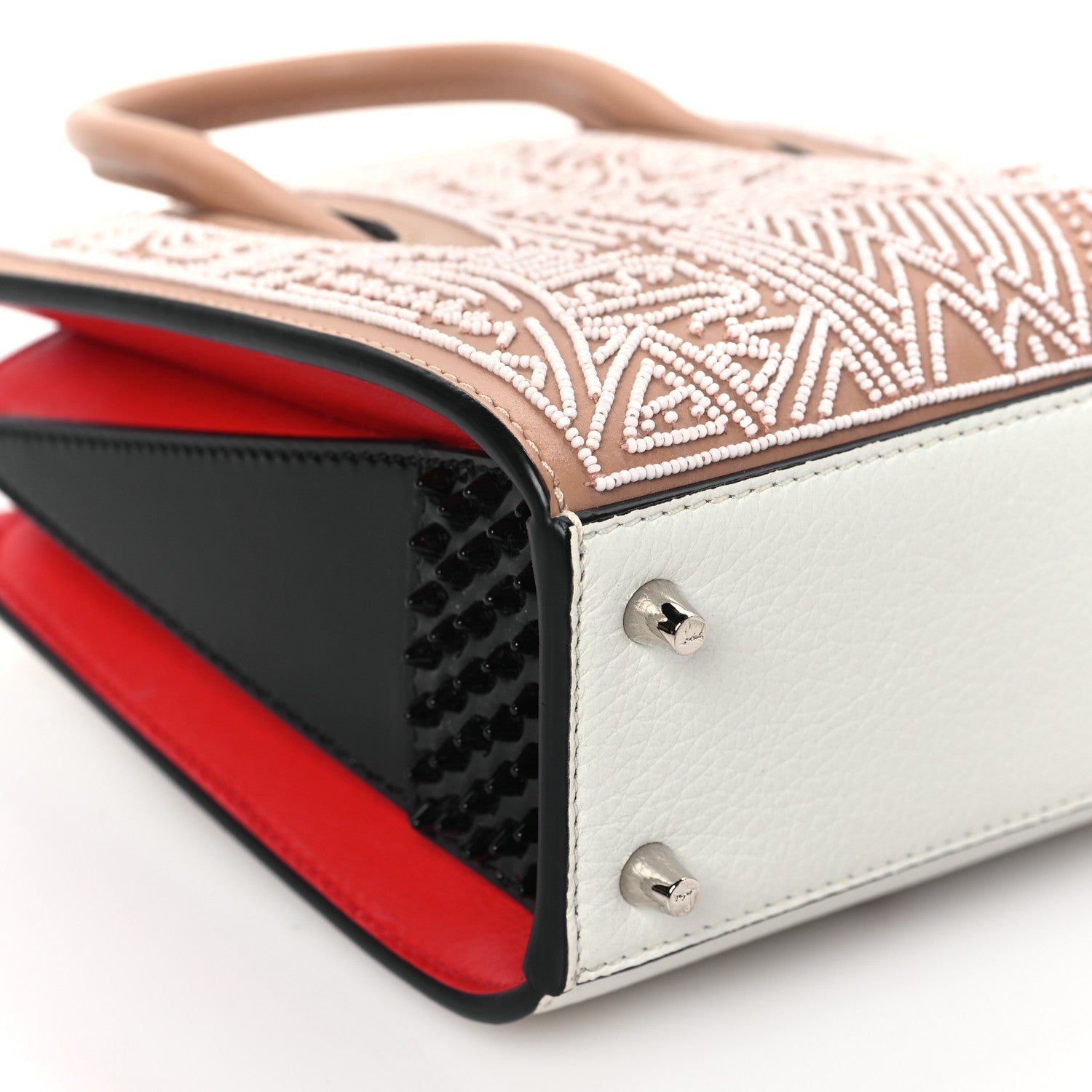 Christian Louboutin Calfskin Beaded Africamana Nano Paloma Nude 7 of 8