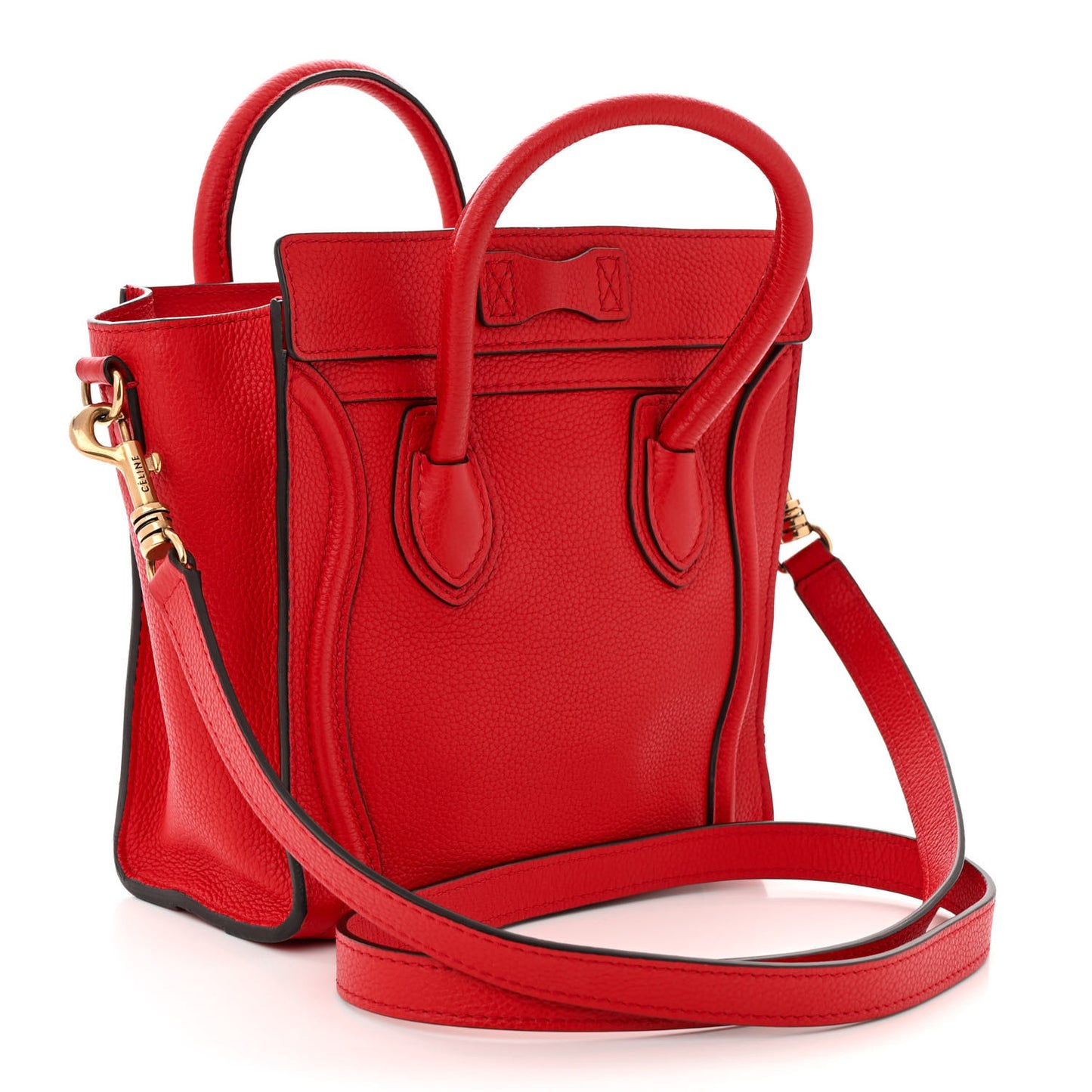 Drummed Calfskin Nano Luggage Red
