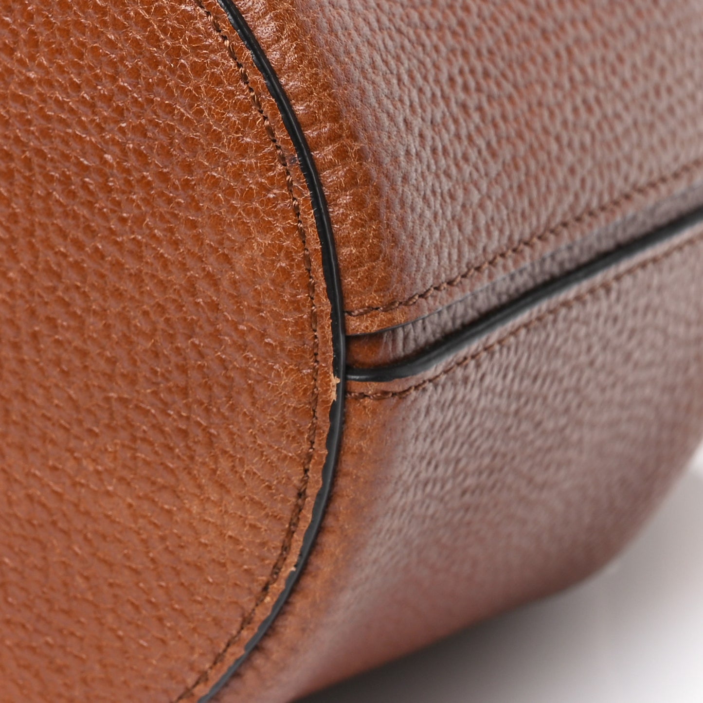 Small Classic Grain Calfskin Small Abbey Bucket Bag Oak