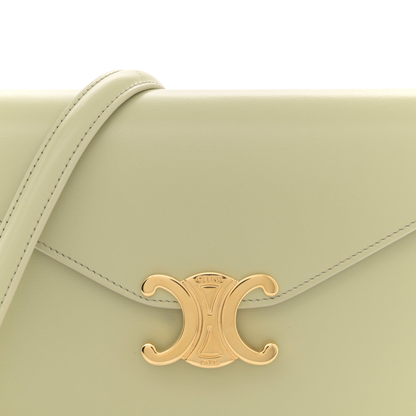 Shiny Calfskin Triomphe Margo Wallet on Chain Almond Green