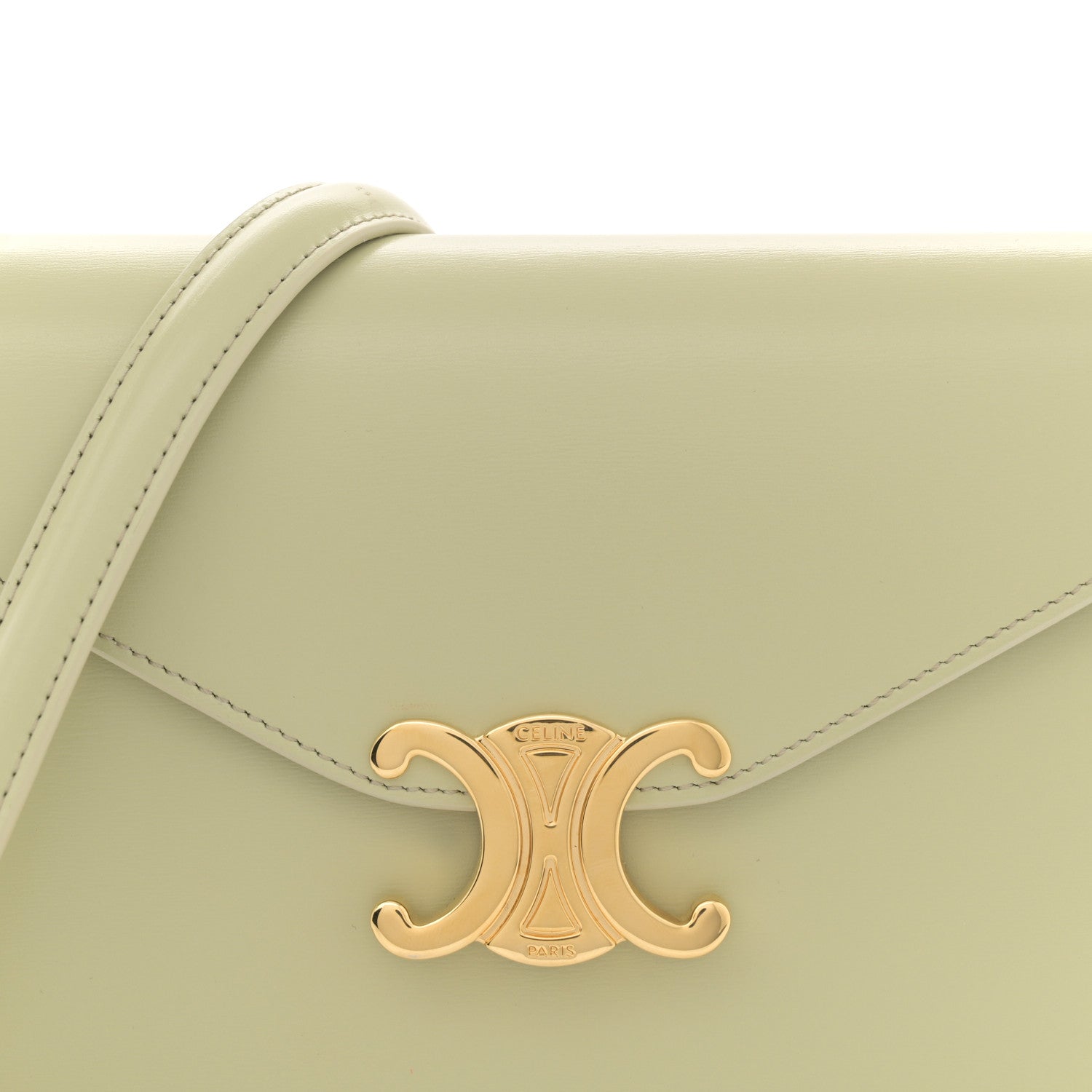 Celine Shiny Calfskin Triomphe Margo Wallet on Chain Almond Green 8 of 12