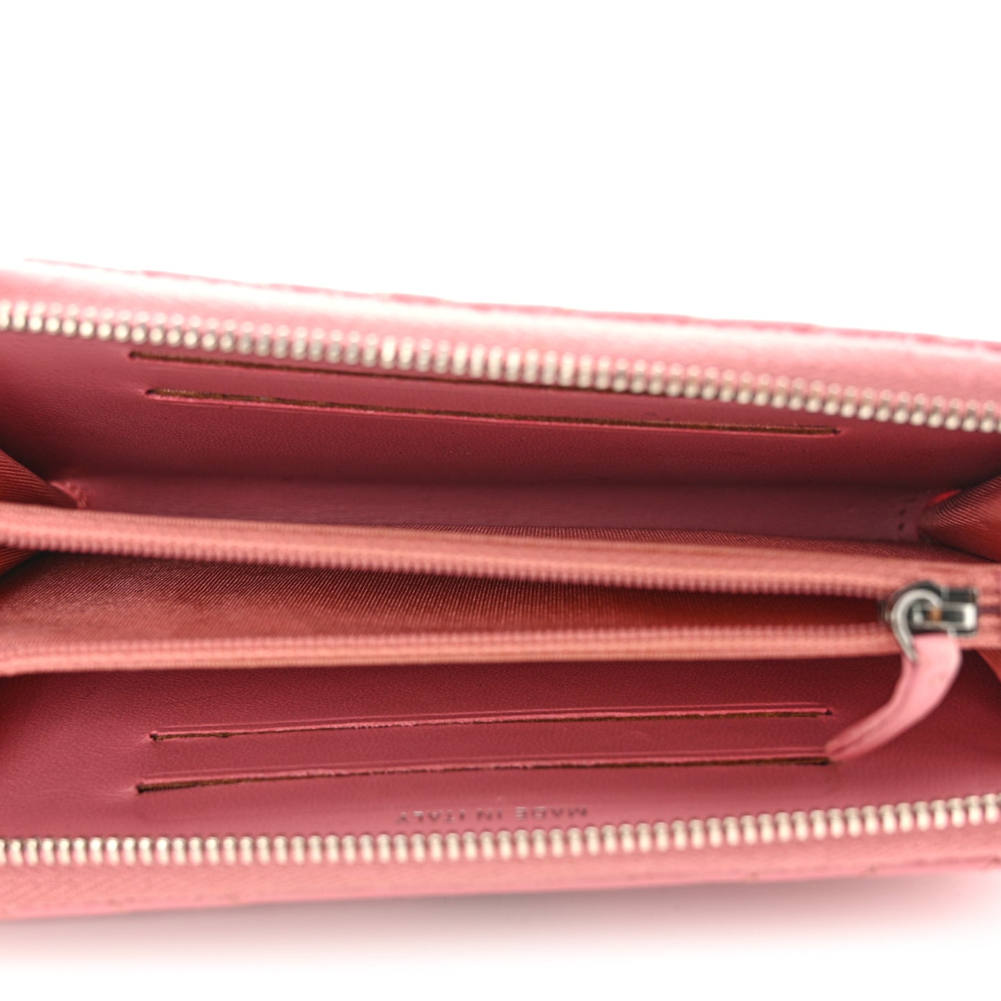 Lambskin Quilted CC Crossing Small Zip Around Wallet Pink