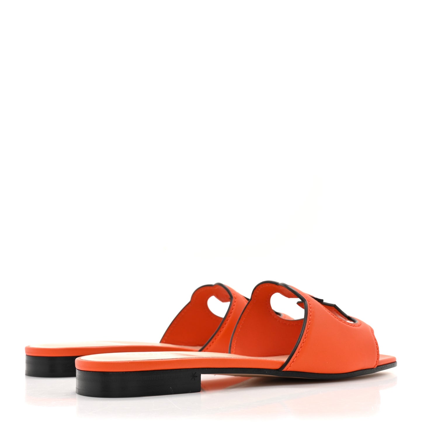 Cosmos Softy Calfskin Interlocking G Cut Out Slide Sandals 36.5 Deep Orange