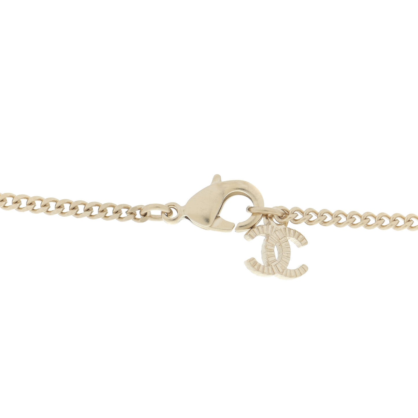 Enamel CC Pendant Necklace Black Light Gold