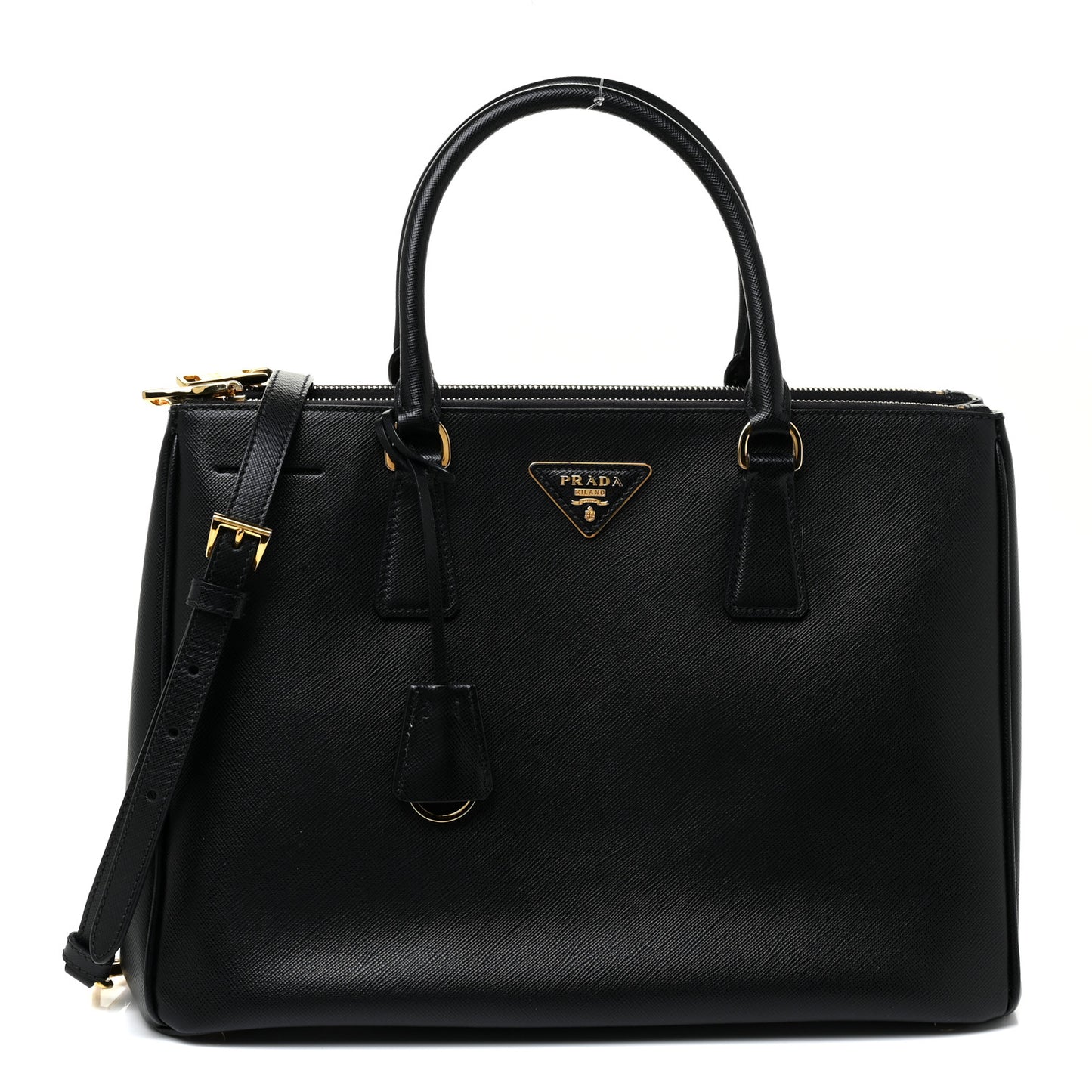 Saffiano Medium Galleria Double Zip Tote Black