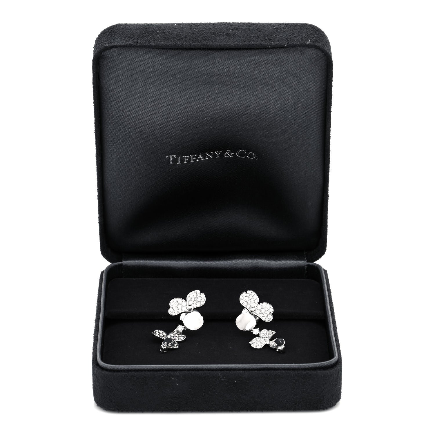 Tiffany Platinum Diamond Paper Flowers Cluster Drop Earrings 6 of 6