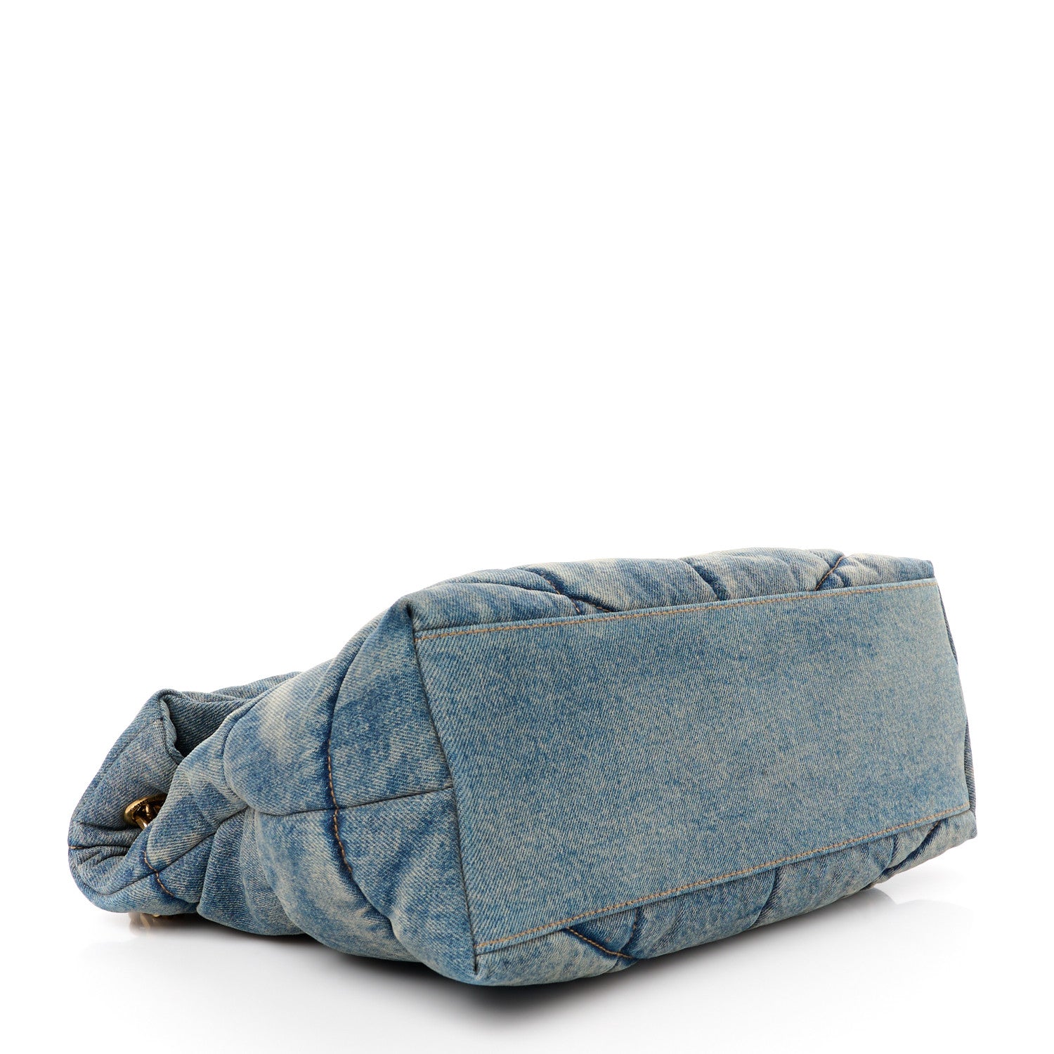 Saint Laurent Denim Quilted Medium Loulou Puffer Monogram Chain Satchel Blue Cinnamon 4 of 10