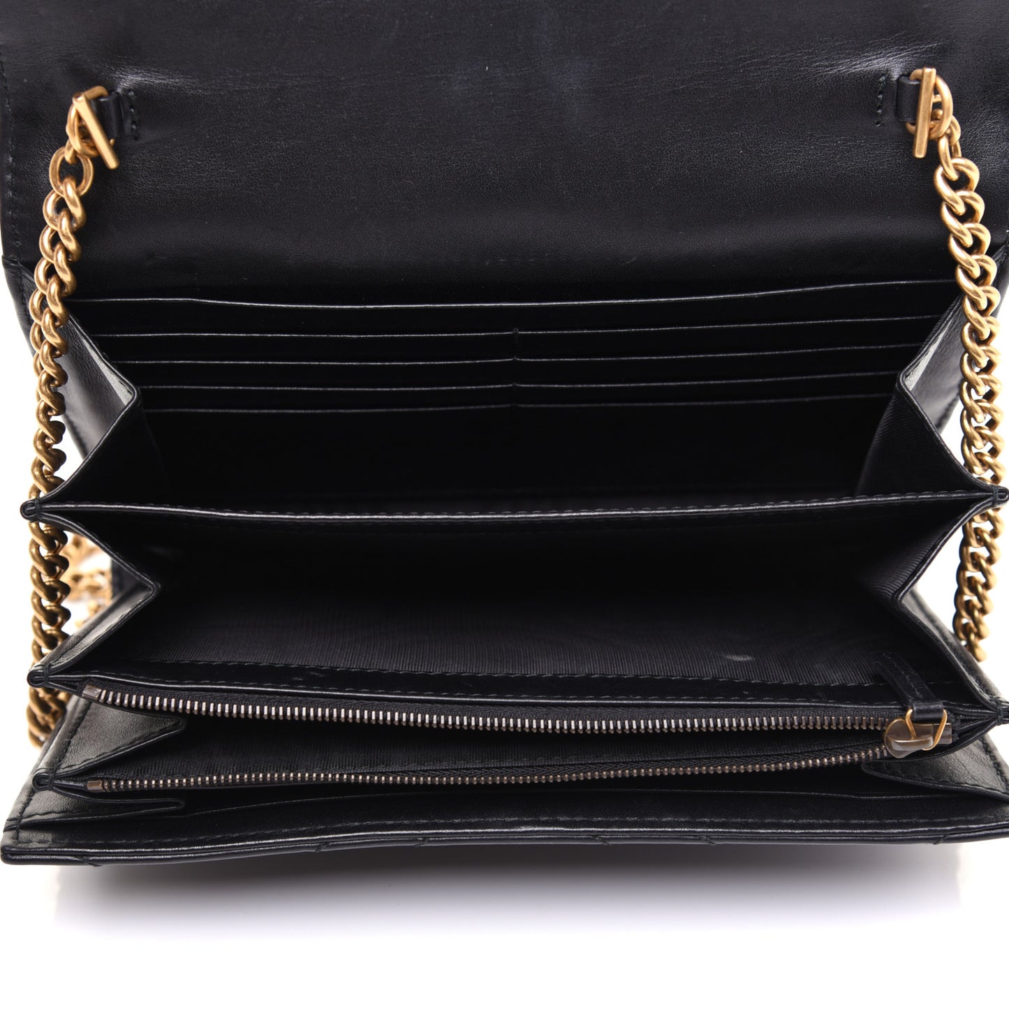 Calfskin Matelasse GG Marmont Chain Wallet Black