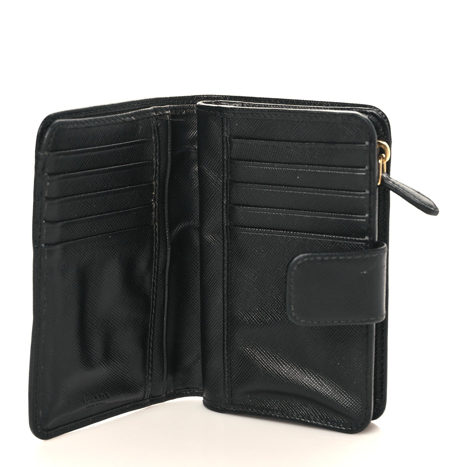 Prada Saffiano Metal Compact Wallet Black 5 of 6