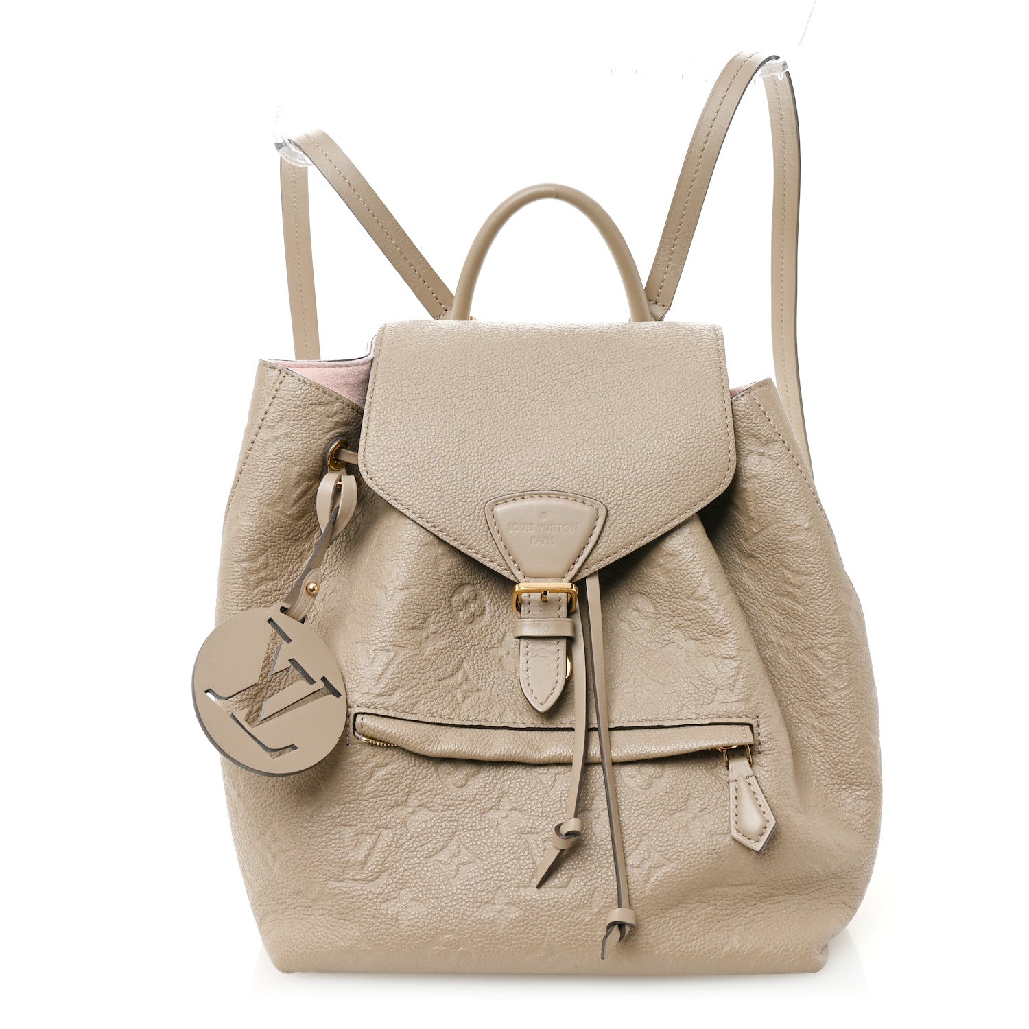 beige leather backpack bag Louis Vuitton Montsouris Backpack In Monogram Empreinte Leather