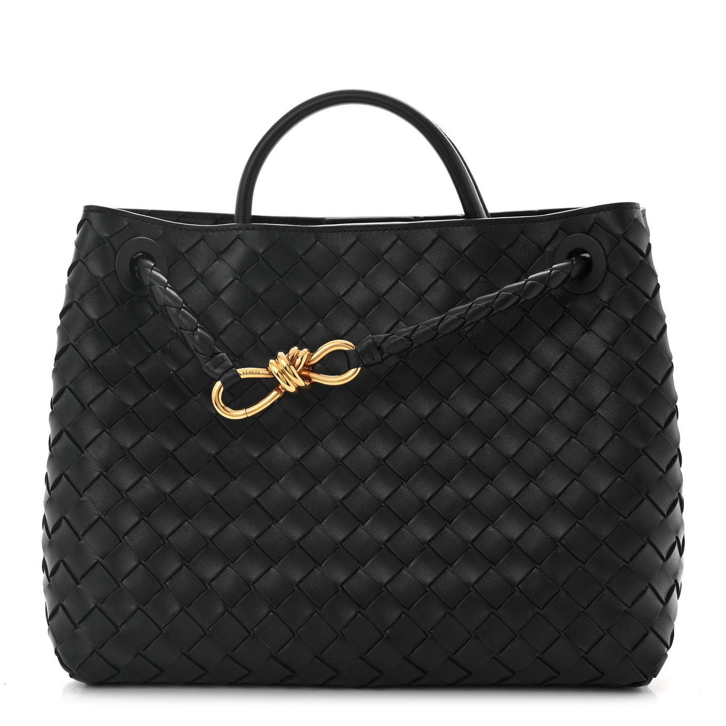 Nappa Intrecciato Medium Andiamo Shoulder Bag Black