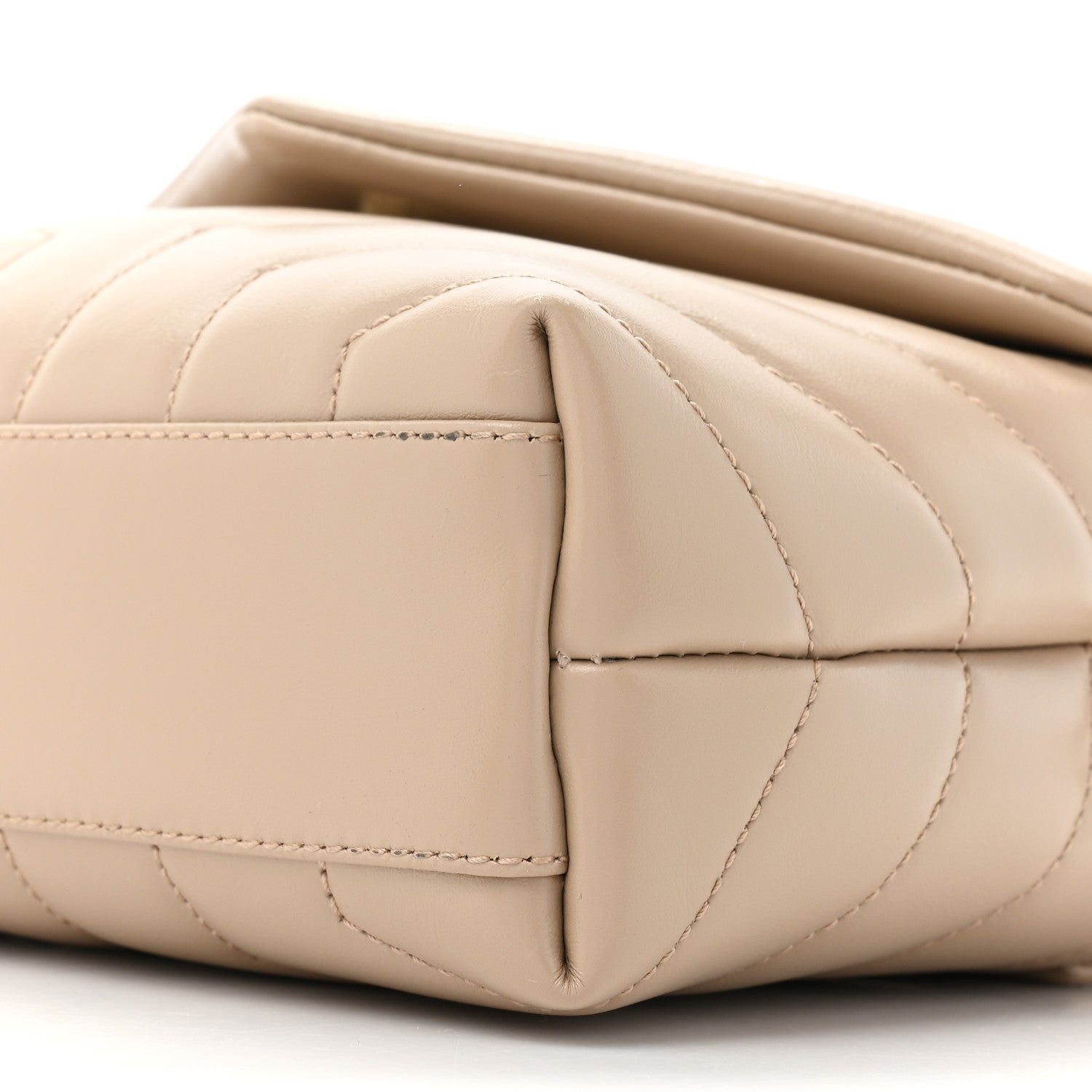 Saint Laurent Calfskin Y Quilted Monogram Toy Loulou Crossbody Bag Dark Beige 10 of 13