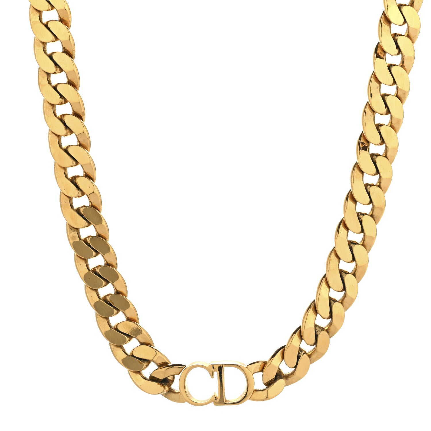 Christian Dior Metal CD Choker Necklace Gold 1 of 6