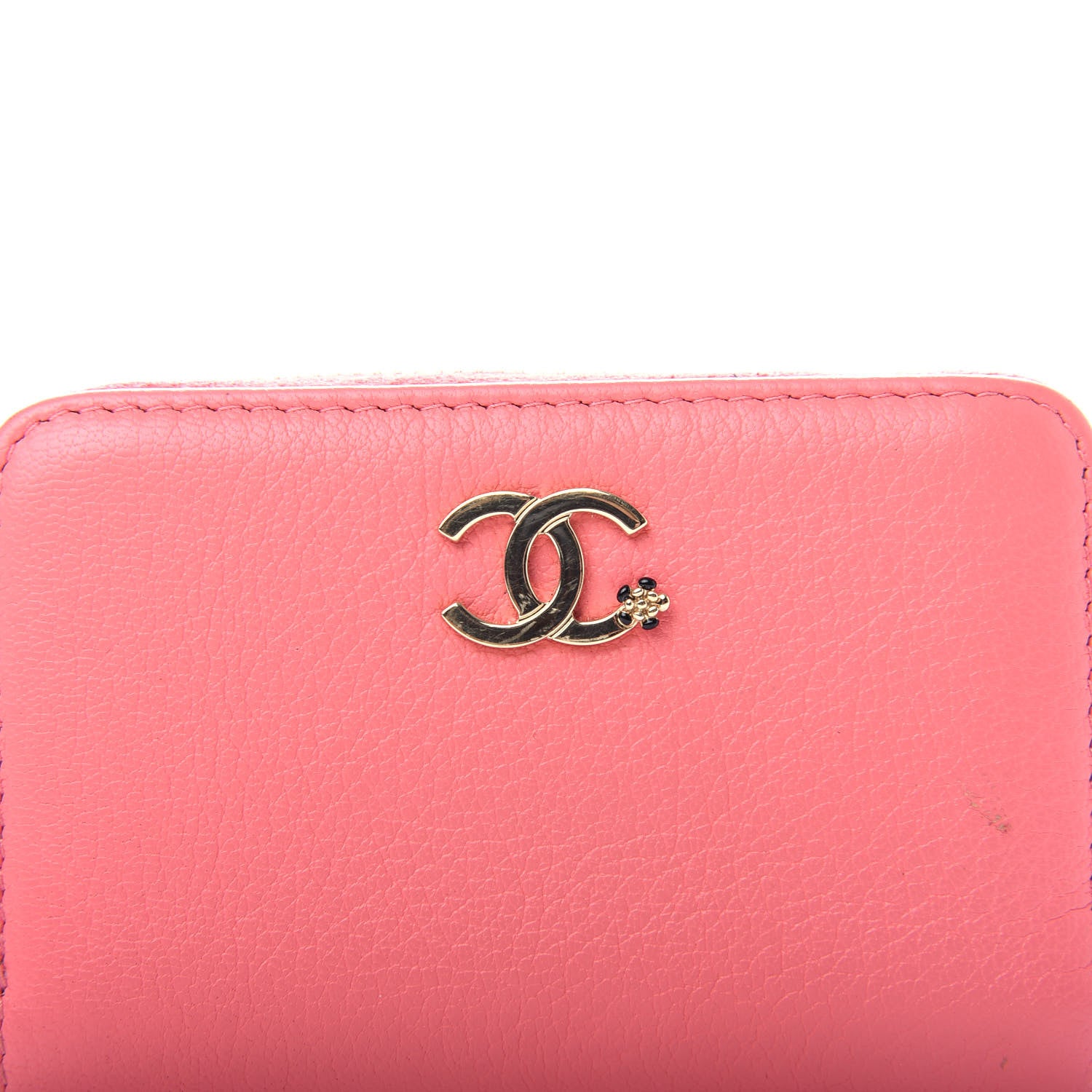 Chanel Goatskin Camellia Zip Coin Purse Pink 9 of 9