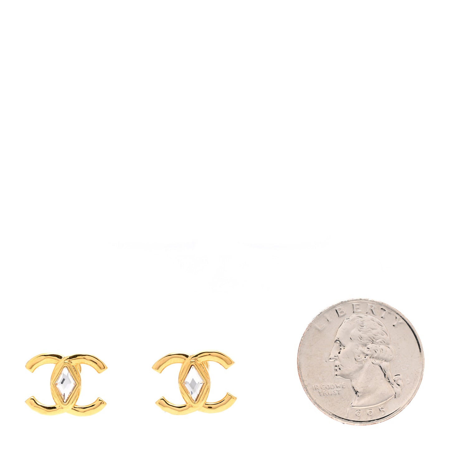Crystal Studded CC Earrings Gold